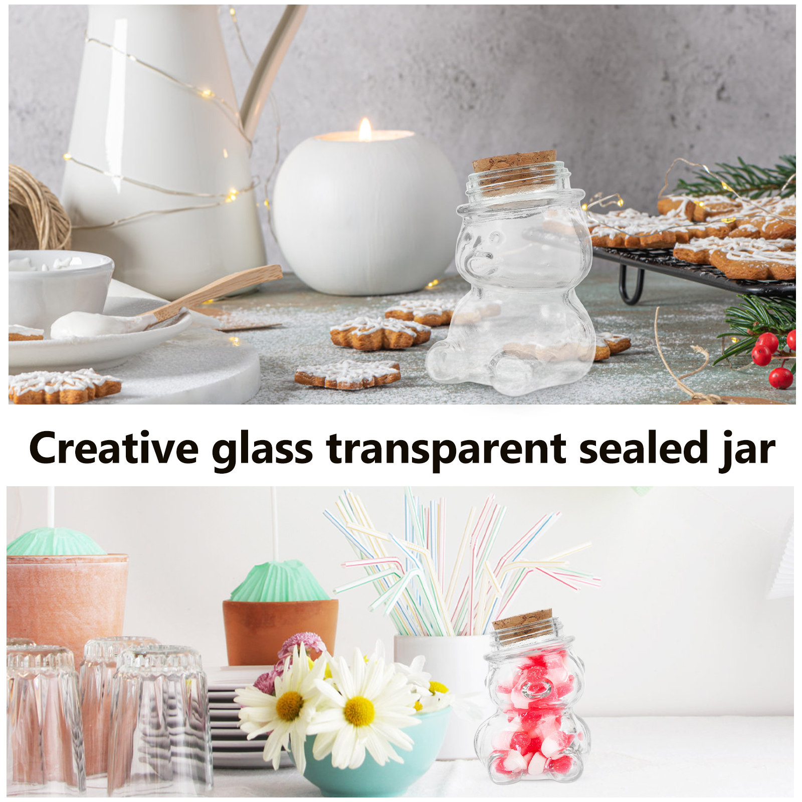 4個入りガラスキャンディジャーセット 透明な気密食品保存容器 - Food Storage Set Glass のレビューと価格