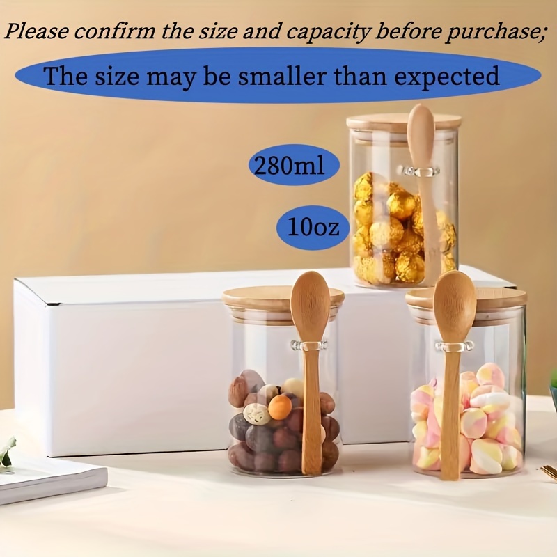 280ml キャンディジャー、ビスケットジャー、竹製密閉蓋と - Food Storage Set Glass のレビューと価格