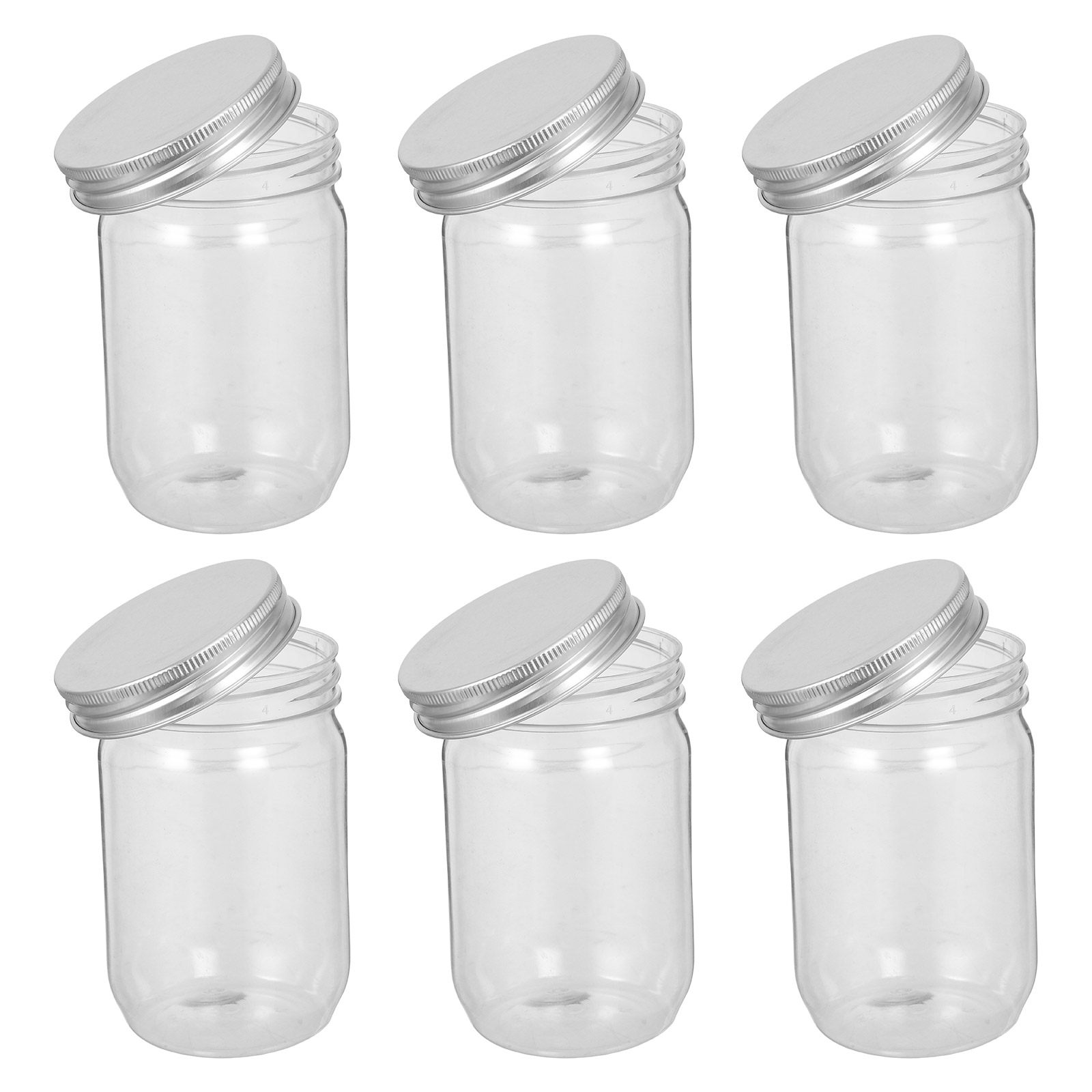 6個入り透明プラスチック製メイソンジャー、気密蓋付き、透明食 - Food Storage And Container のレビューと価格