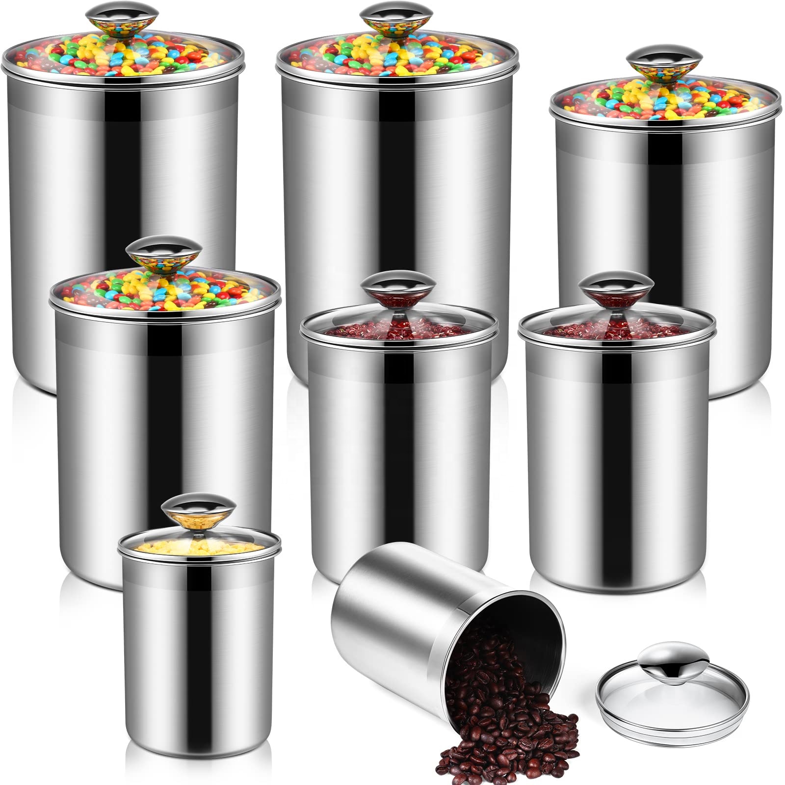 食品保存容器 茶葉 コーヒー 砂糖 小麦粉 密閉 キッチン  - Food Storage Set Glass のレビューと価格