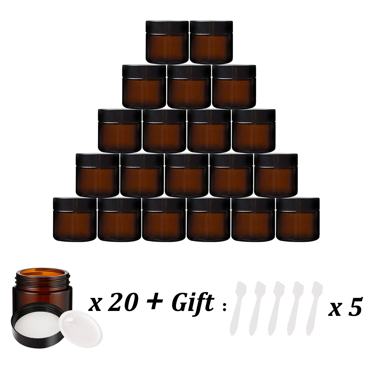 20 個の小さな琥珀色のガラス瓶、黒い蓋付き 5/10/15 - Food Storage Set Glass のレビューと価格