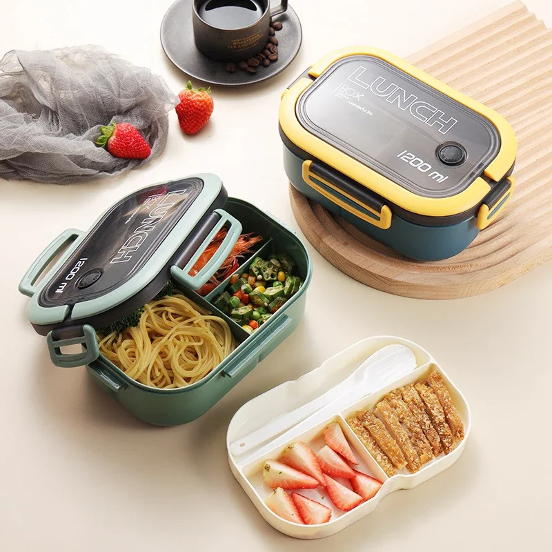 ホットシングル二層ランチボックスコンパートメントフルーツフー - Food Storage Drawer Organizer のレビューと価格