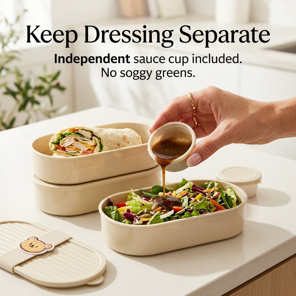 二層オーバルランチボックス かわいいストラップ付き 再利用可 - Food Storage Safe のレビューと価格