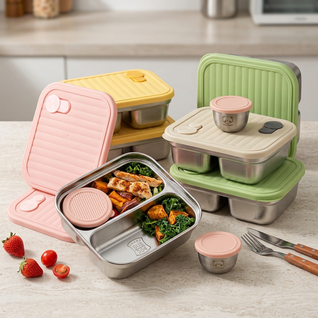 304ステンレス製ランチ容器、子供や学生向けの携帯用密閉ラン - Food Storage Design のレビューと価格