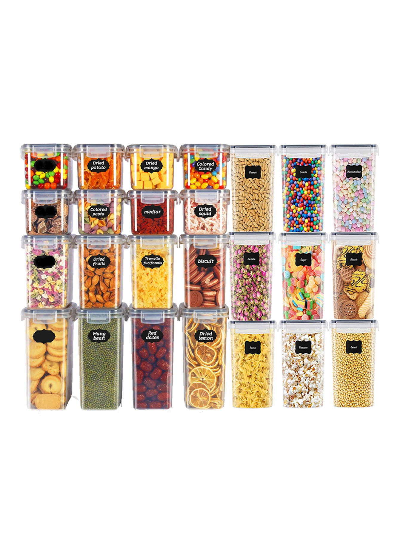 48個入り、蓋付き密封食品保存容器、プラスチック製キッチンパ - Food Storage Design のレビューと価格