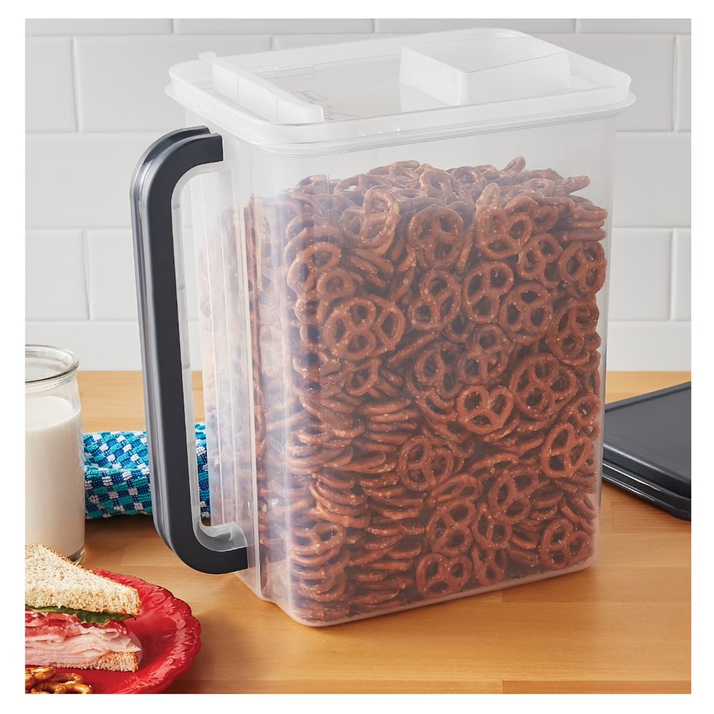 大容量プラスチック食品保存容器 蓋とハンドル付き 46カップ - Food Storage Organizer のレビューと価格