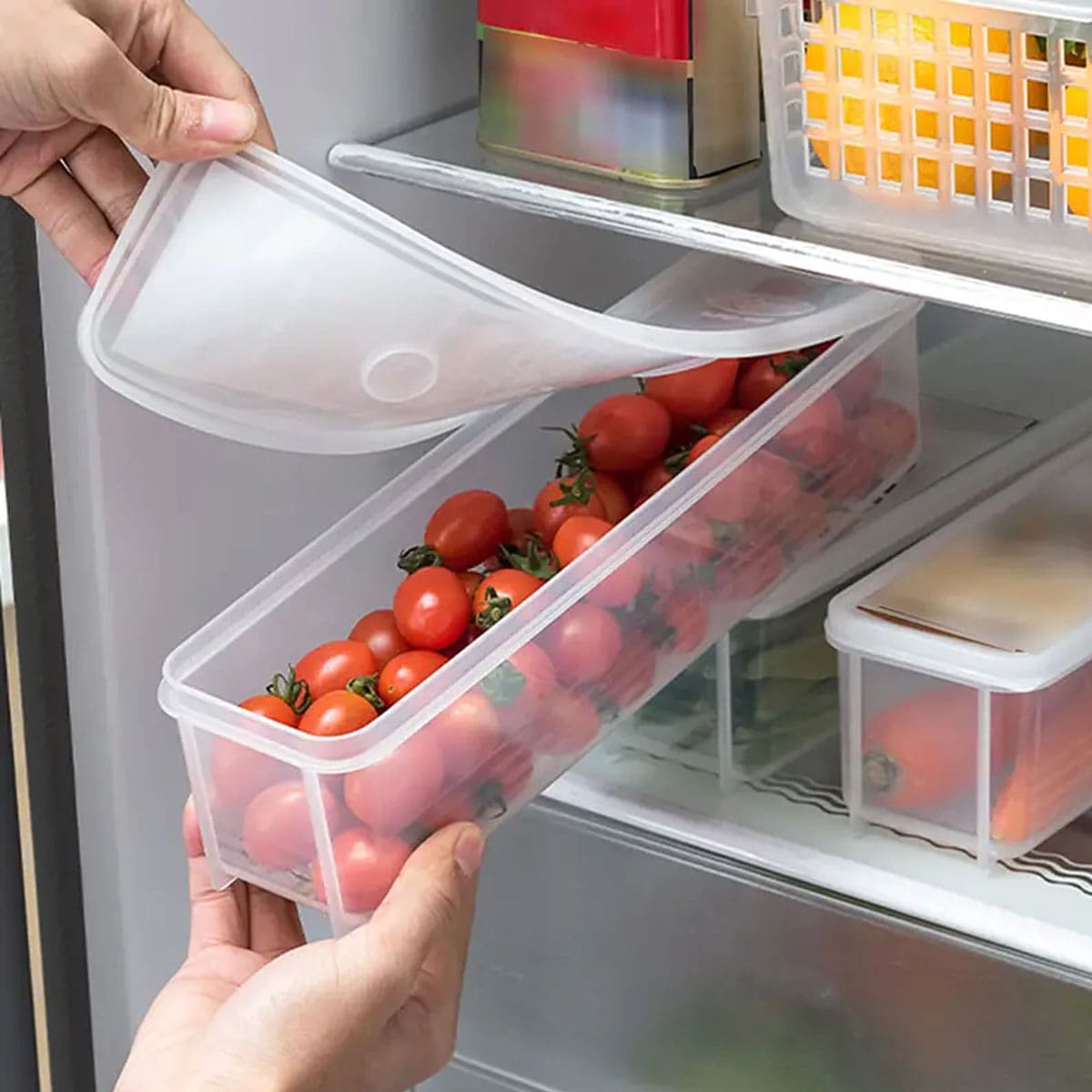 1つのプラスチック製透明収納ボックス、蓋付き冷蔵庫用食品保存 - Food Storage Cupboard のレビューと価格