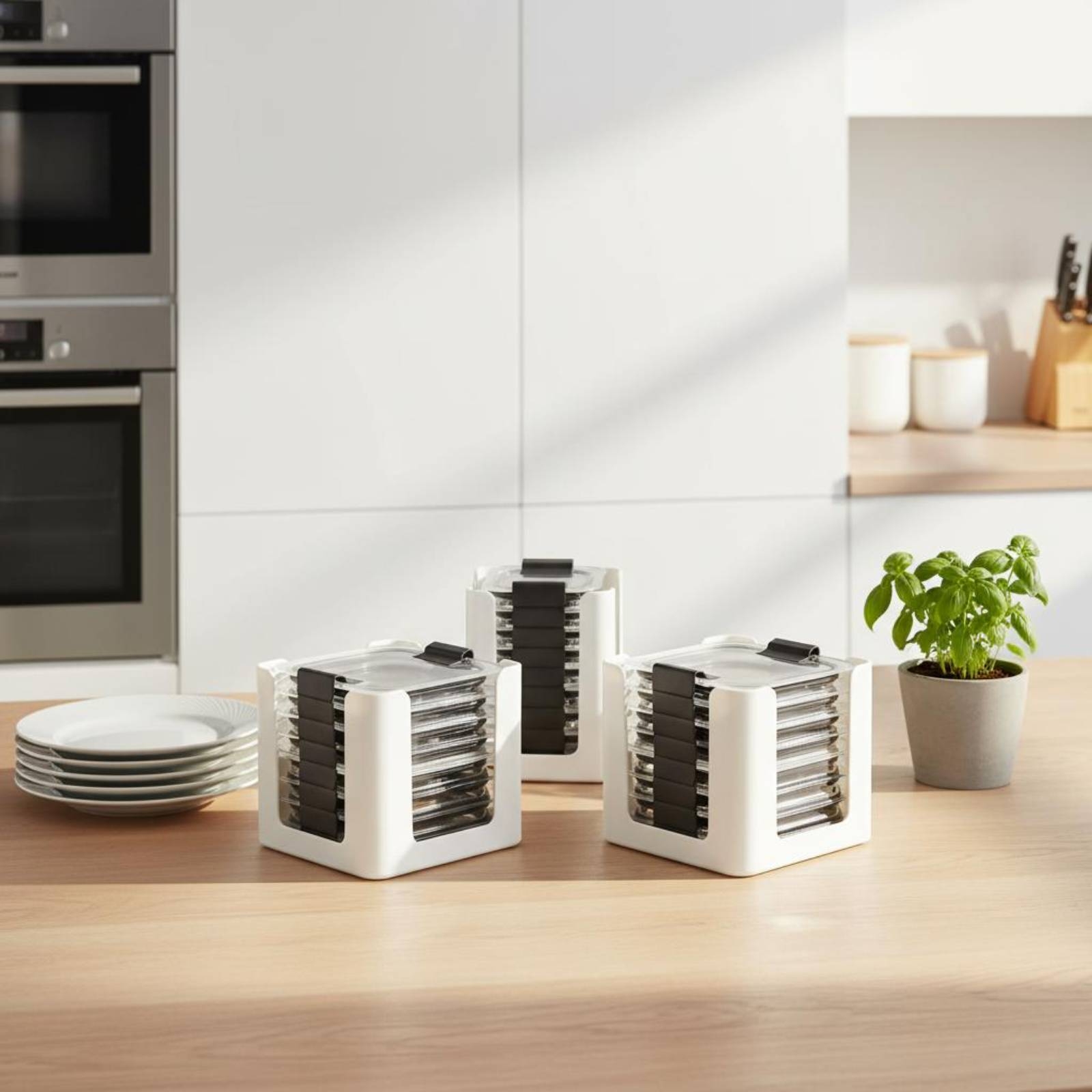 3ピース蓋収納ラック長方形食品容器蓋オーガナイザー丸みを帯び - Food Storage Organizer のレビューと価格